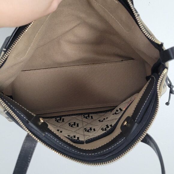 Dooney & Bourke Tassel Tote Shoulder Bag Signature Beige Tan Black - Picture 10 of 15